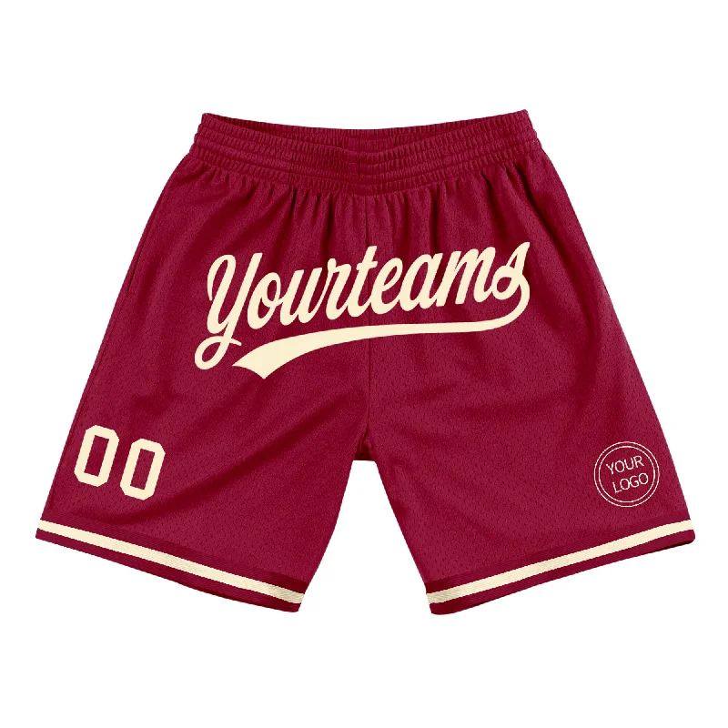 Maroon Cream Authentic Throwback Basketball Shorts