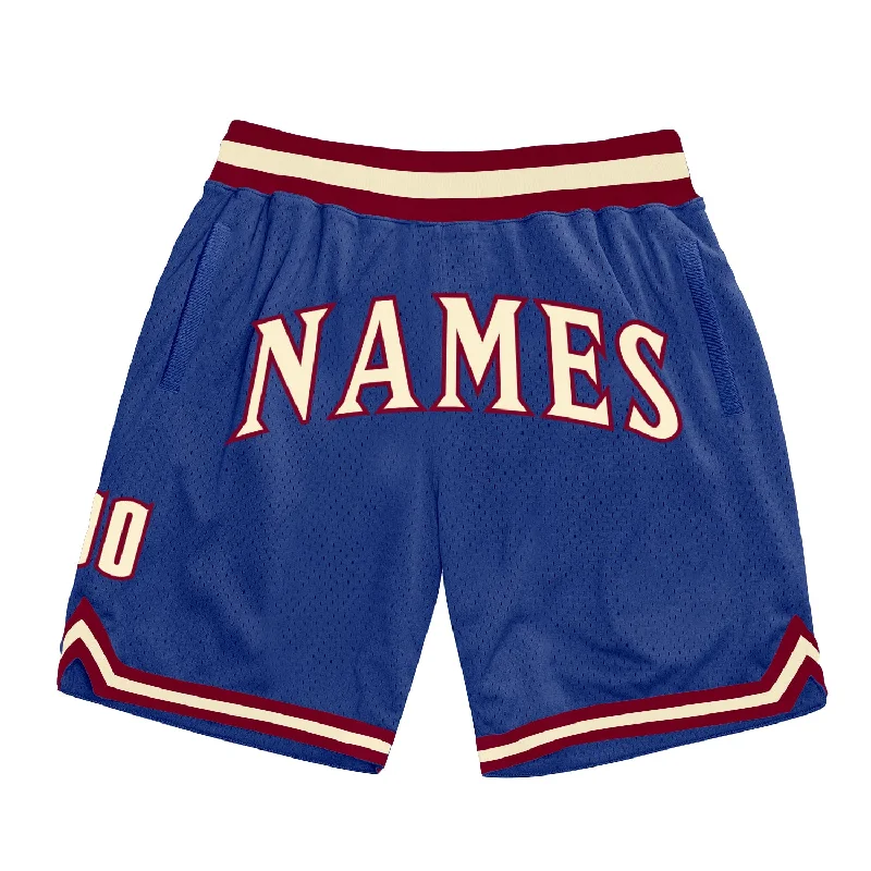 Royal Cream-Maroon Authentic Throwback Basketball Shorts