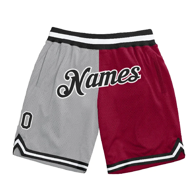 Gray Black-Maroon Authentic Throwback Split Fashion Basketball Shorts