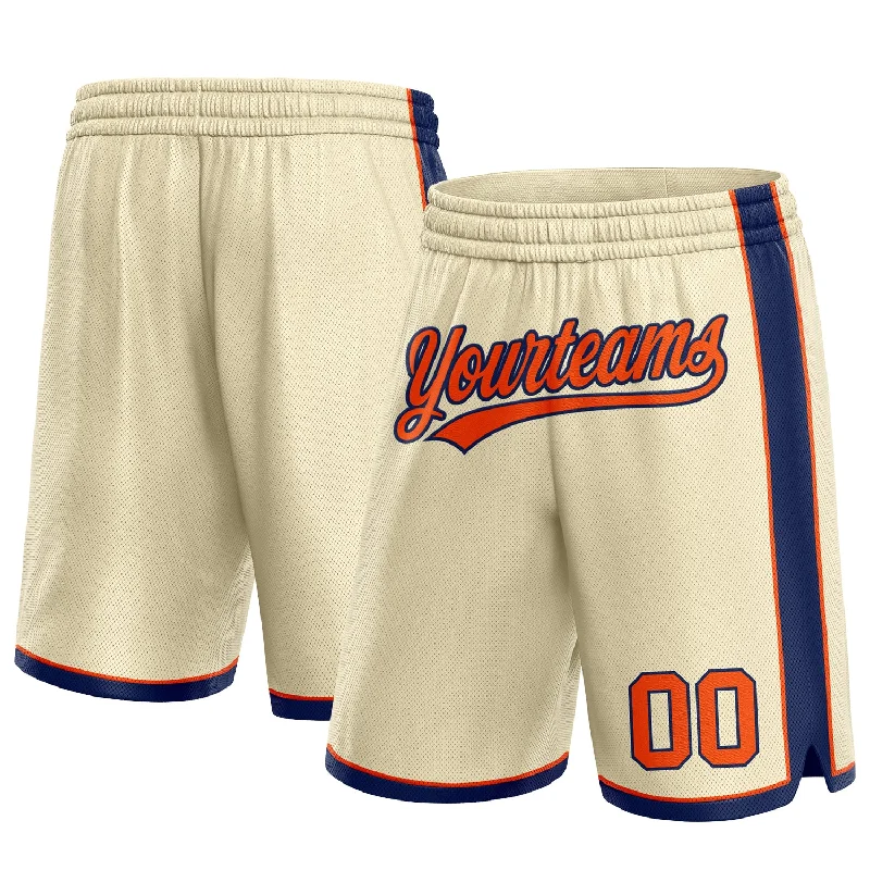 Cream Orange-Navy Authentic Basketball Shorts