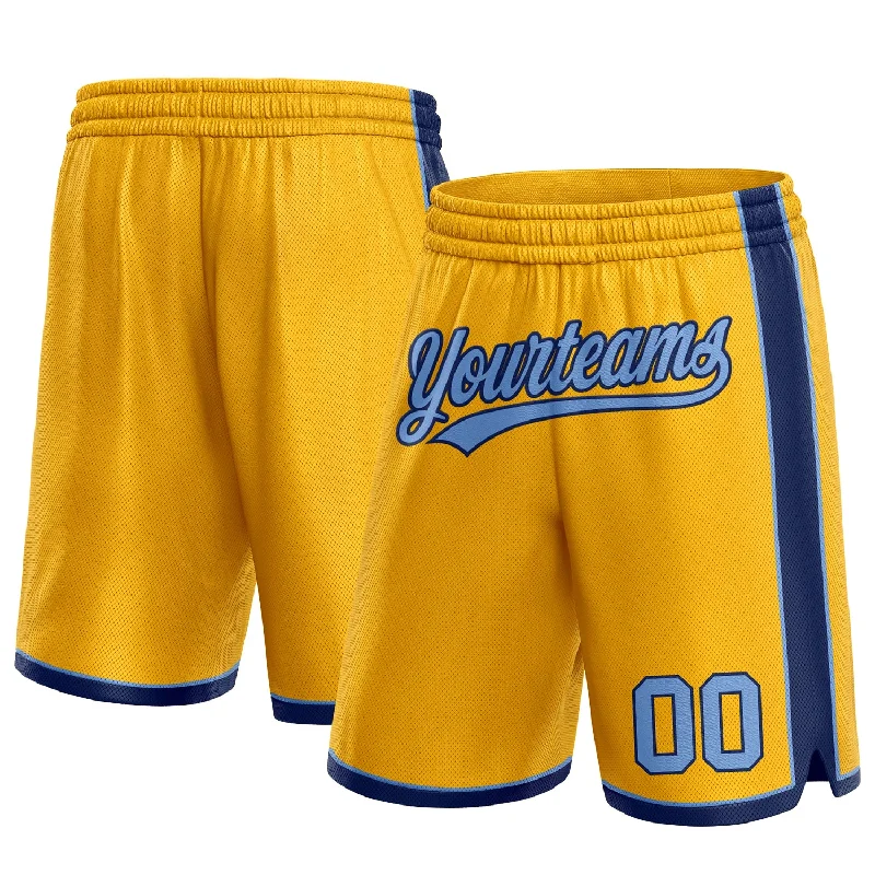 Gold Light Blue-Navy Authentic Basketball Shorts