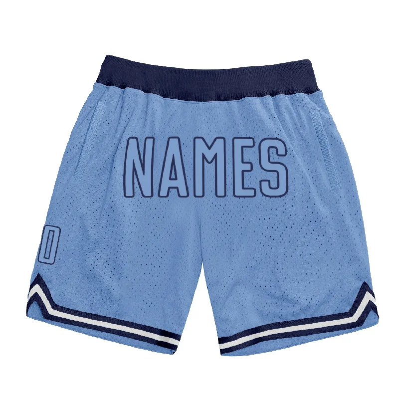 Light Blue Light Blue-Navy Authentic Throwback Basketball Shorts