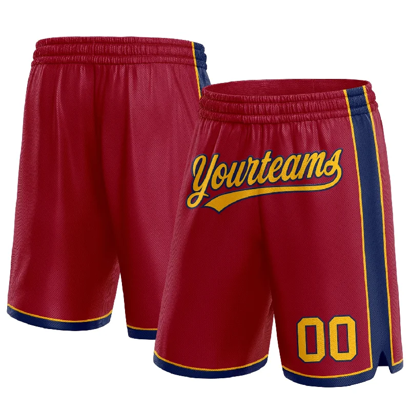 Maroon Gold-Navy Authentic Basketball Shorts