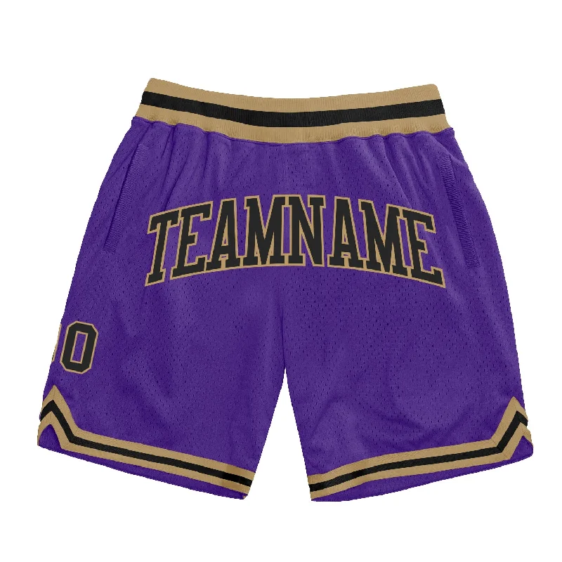 Purple Black-Old Gold Authentic Throwback Basketball Shorts