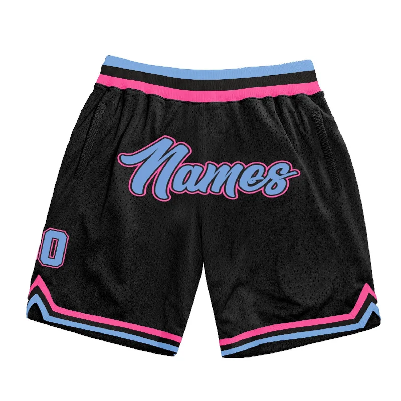 Black Light Blue-Pink Authentic Throwback Basketball Shorts