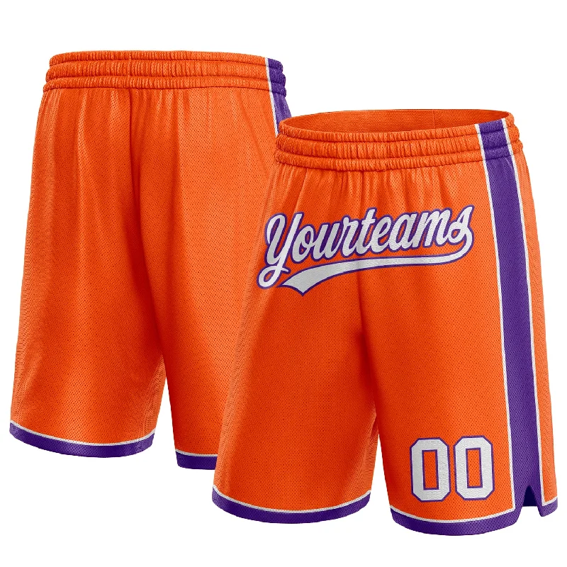 Orange White-Purple Authentic Basketball Shorts