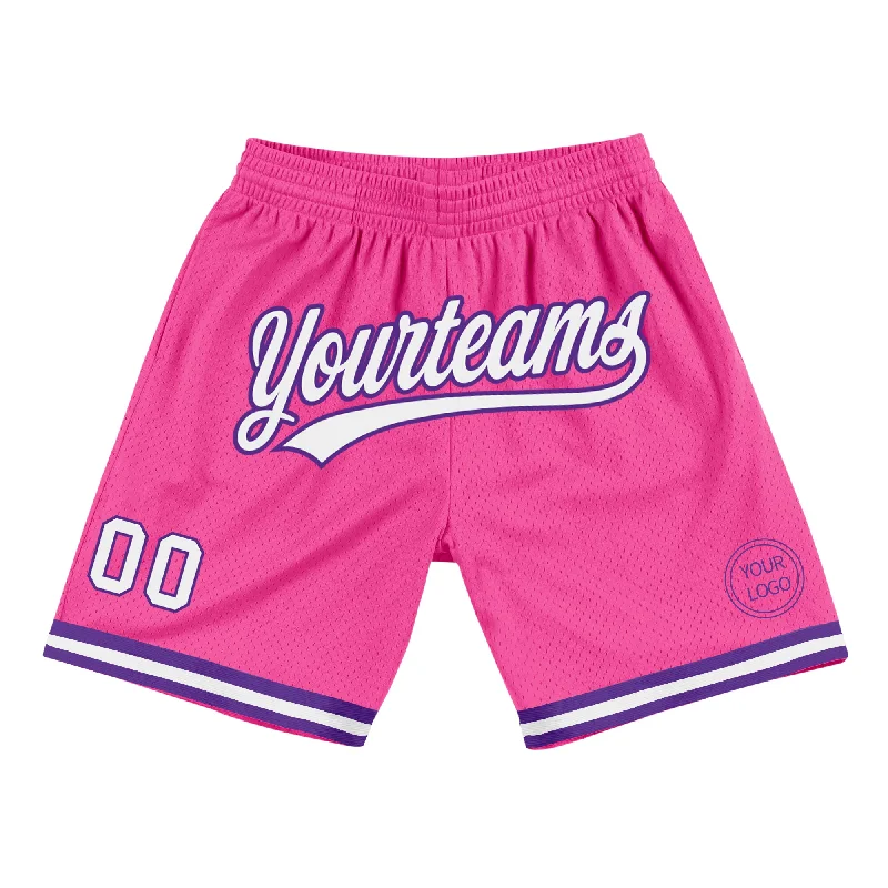 Pink White-Purple Authentic Throwback Basketball Shorts