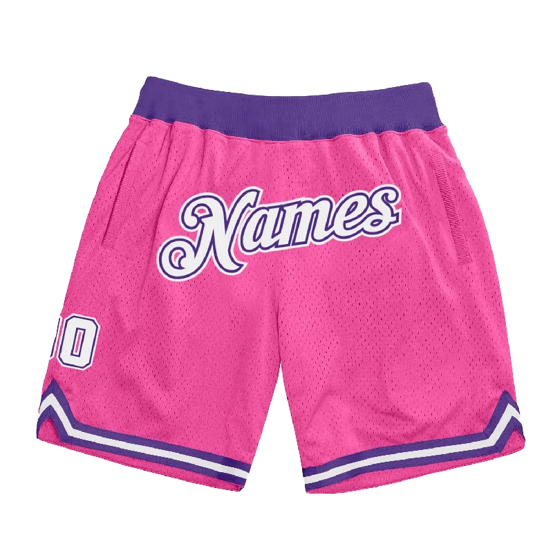 Pink White-Purple Authentic Throwback Basketball Shorts