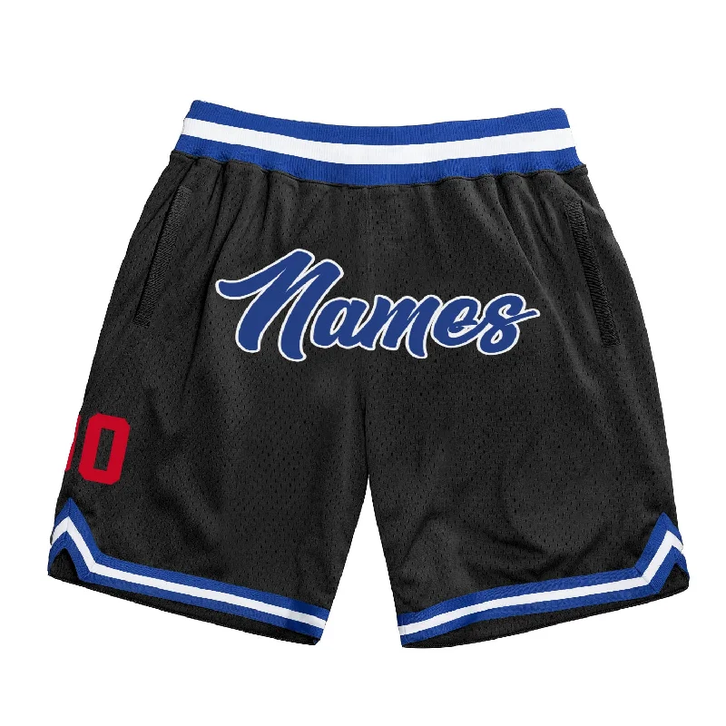 Black Royal-Red Authentic Throwback Basketball Shorts