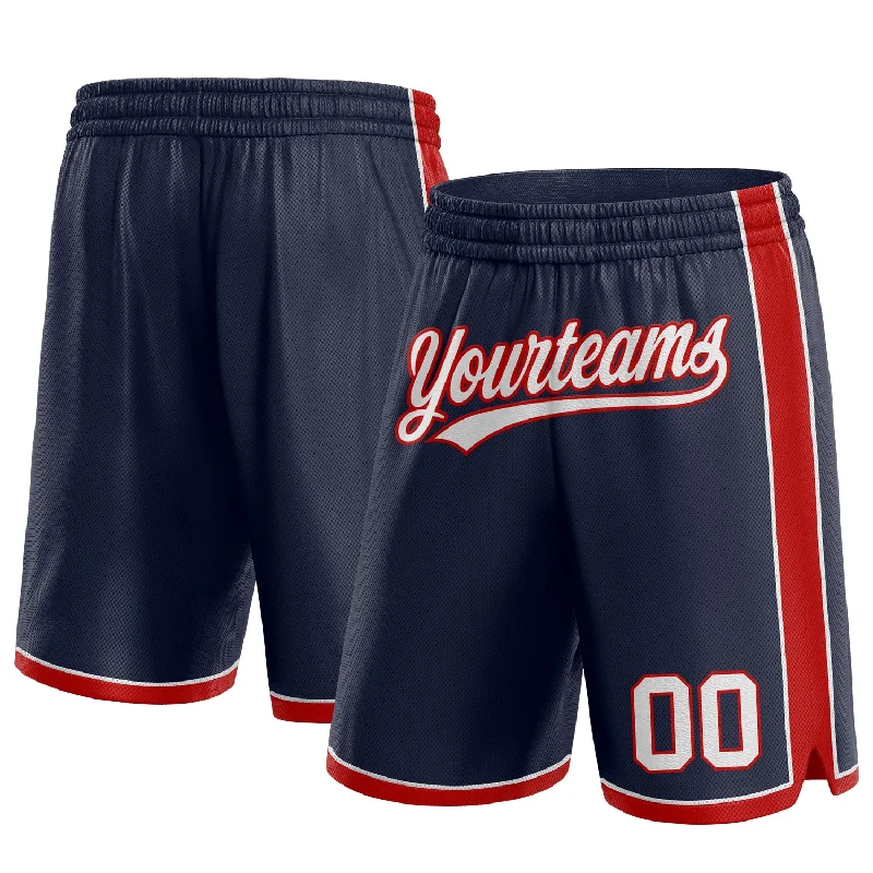 Navy White-Red Authentic Basketball Shorts