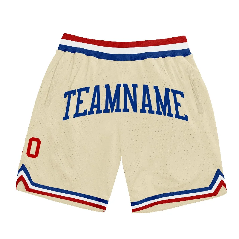 Cream Red-Royal Authentic Throwback Basketball Shorts