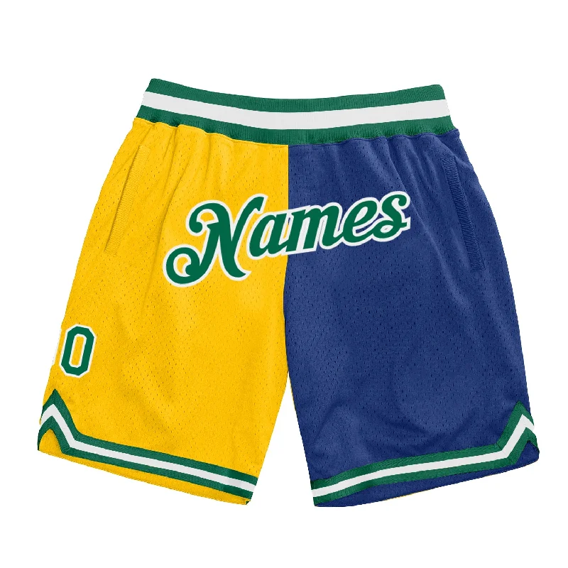 Gold Kelly Green-Royal Authentic Throwback Split Fashion Basketball Shorts