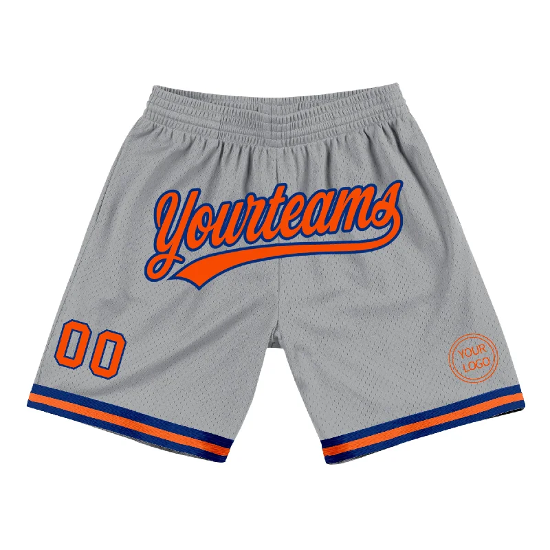 Gray Orange-Royal Authentic Throwback Basketball Shorts