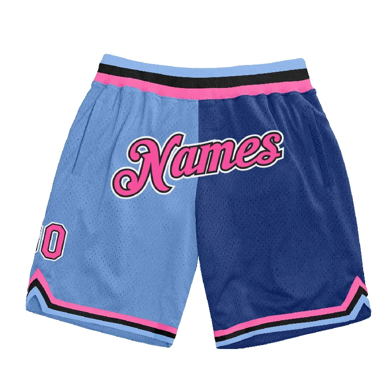 Light Blue Pink-Royal Authentic Throwback Split Fashion Basketball Shorts