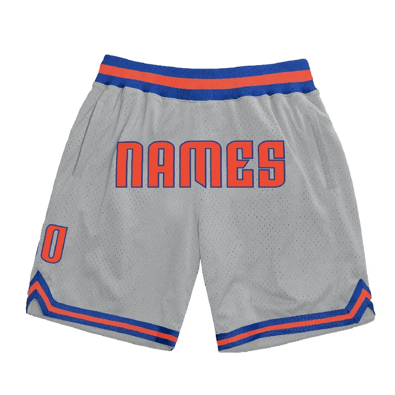 Gray Orange-Royal Authentic Throwback Basketball Shorts