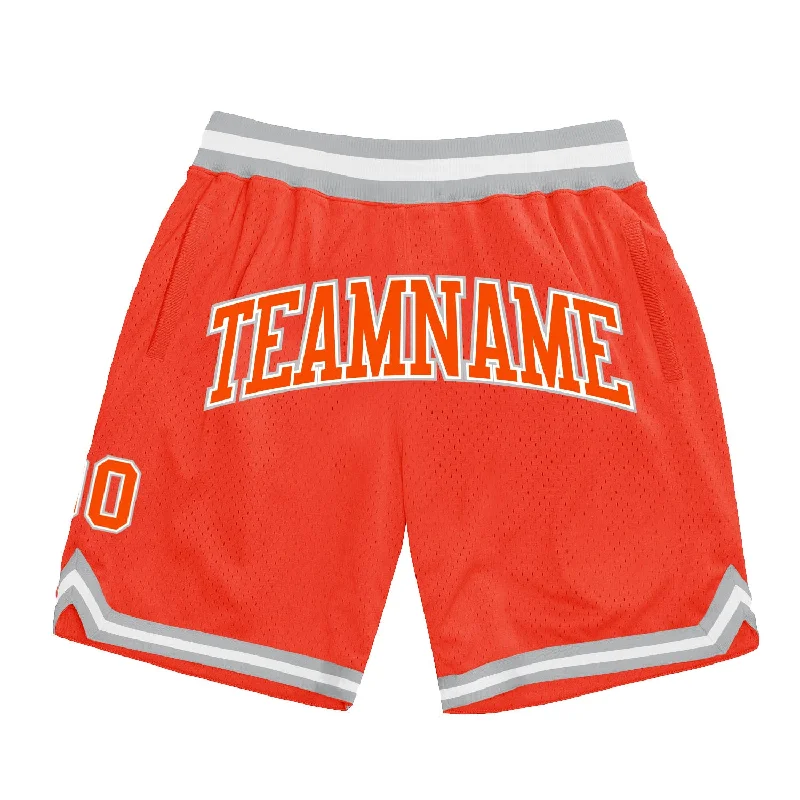 Orange Orange-Gray Authentic Throwback Basketball Shorts