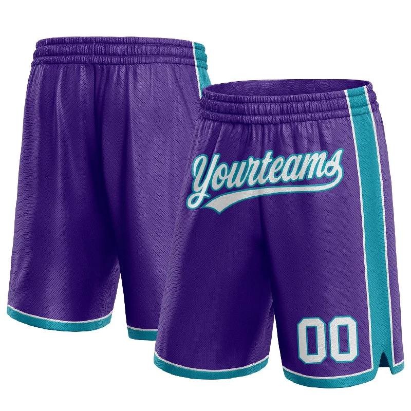 Purple White-Teal Authentic Basketball Shorts