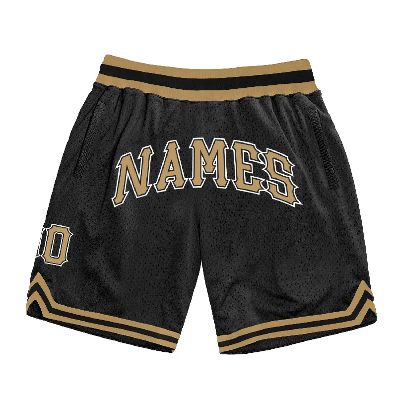 Black Old Gold-White Authentic Throwback Basketball Shorts