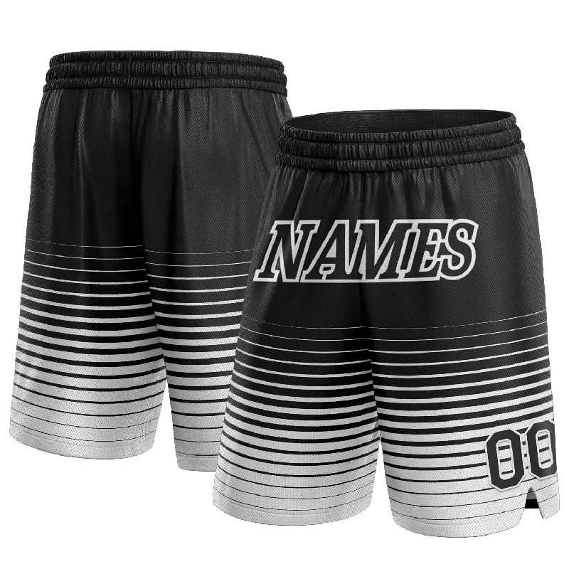 Black White Pinstripe Fade Fashion Authentic Basketball Shorts