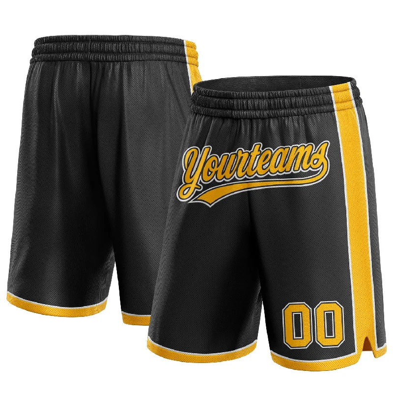 Black Gold-White Authentic Basketball Shorts