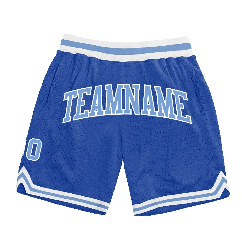 Blue Light Blue-White Authentic Throwback Basketball Shorts