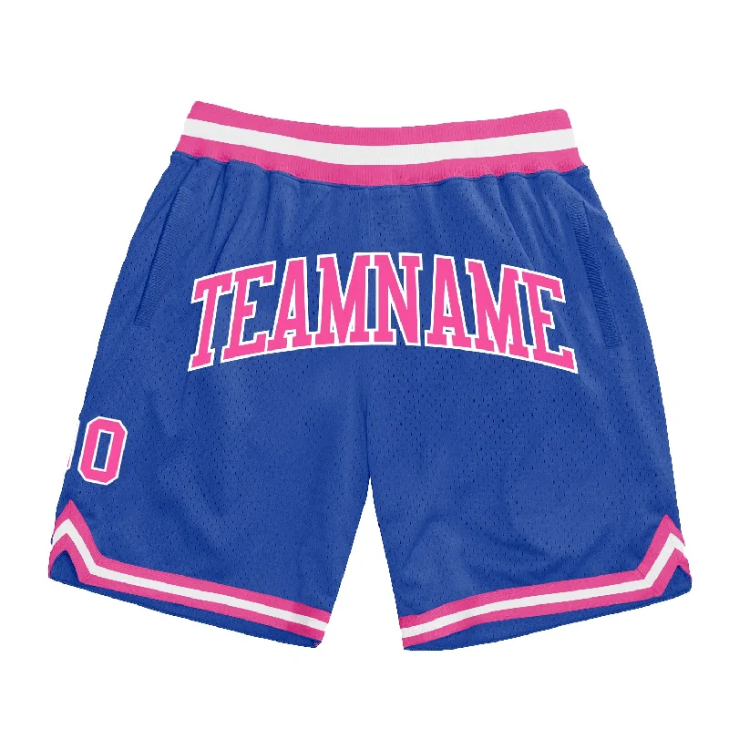 Blue Pink-White Authentic Throwback Basketball Shorts