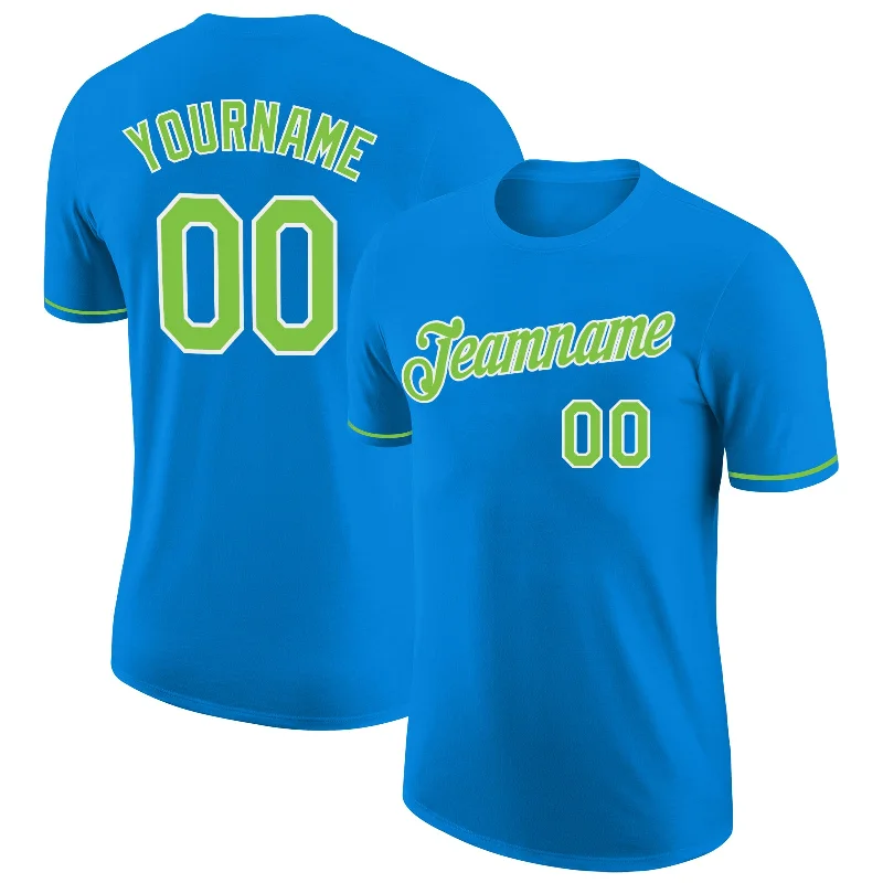 Blue Neon Green-White Performance T-Shirt