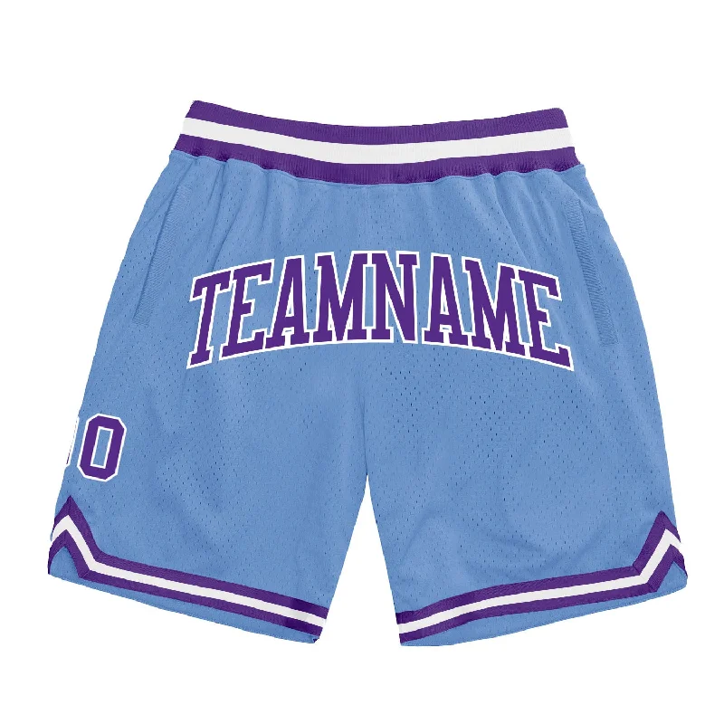 Light Blue Purple-White Authentic Throwback Basketball Shorts