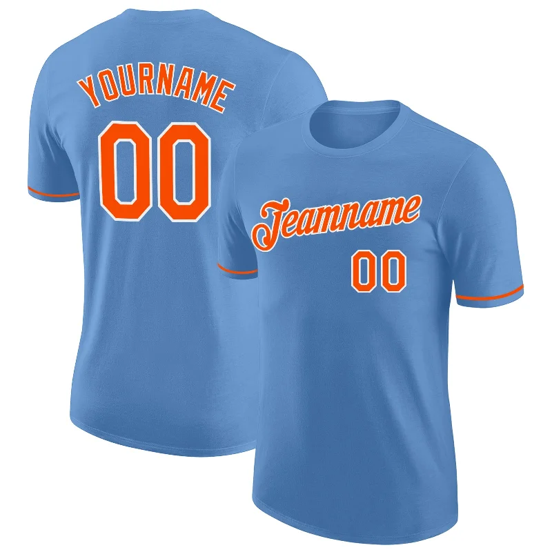 Light Blue Orange-White Performance T-Shirt