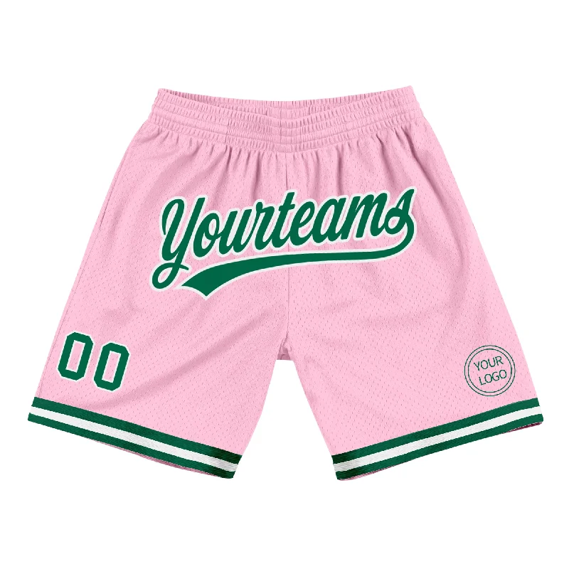 Light Pink Kelly Green-White Authentic Throwback Basketball Shorts