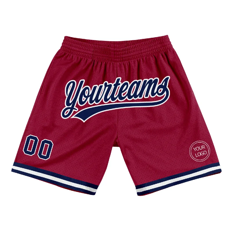 Maroon Navy-White Authentic Throwback Basketball Shorts