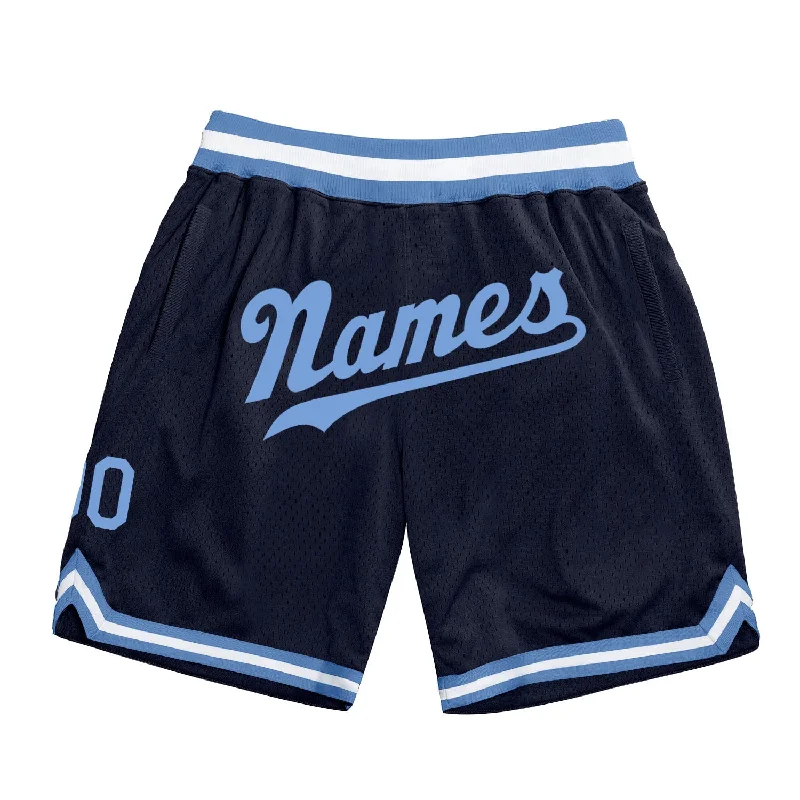 Navy Light Blue-White Authentic Throwback Basketball Shorts