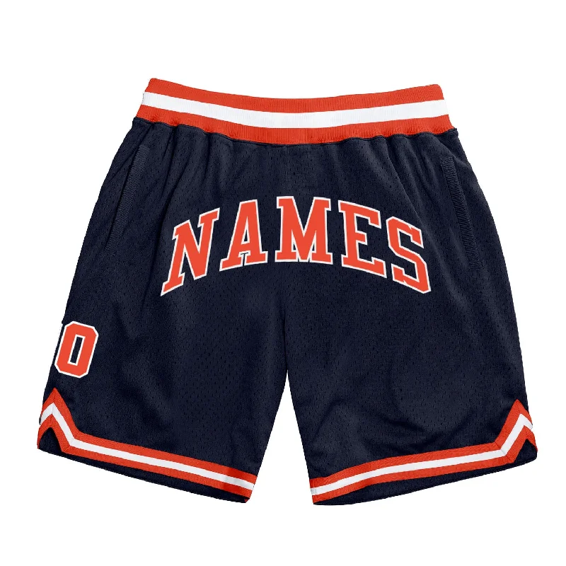 Navy Orange-White Authentic Throwback Basketball Shorts