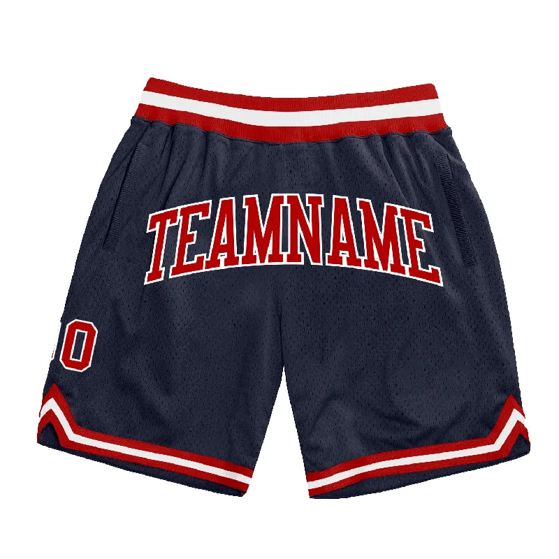 Navy Red-White Authentic Throwback Basketball Shorts