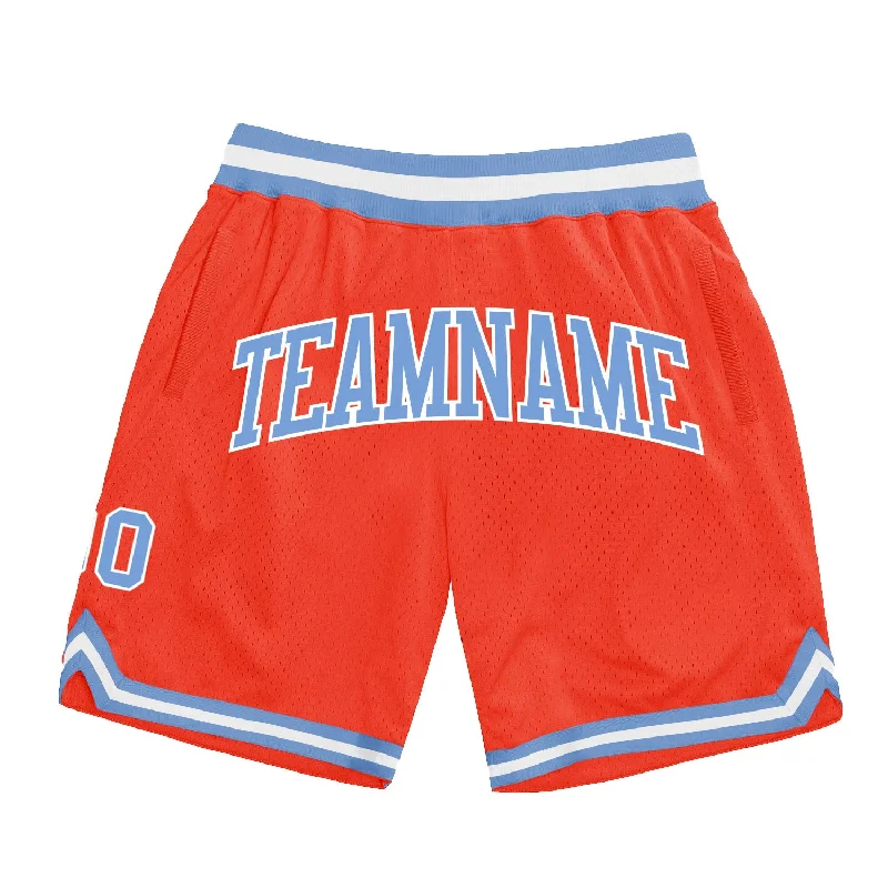 Orange Light Blue-White Authentic Throwback Basketball Shorts