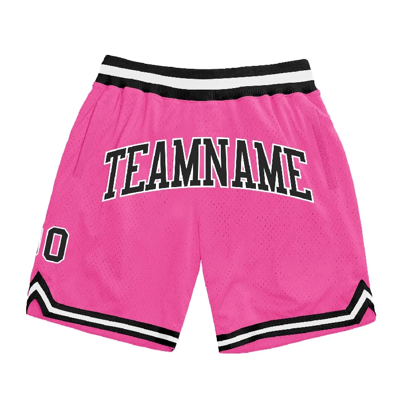 Pink Black-White Authentic Throwback Basketball Shorts