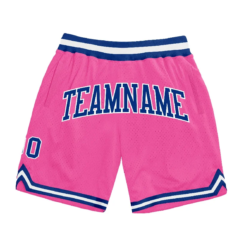 Pink Royal-White Authentic Throwback Basketball Shorts