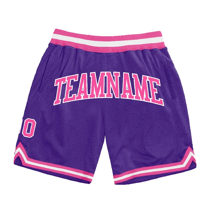 Purple Pink-White Authentic Throwback Basketball Shorts