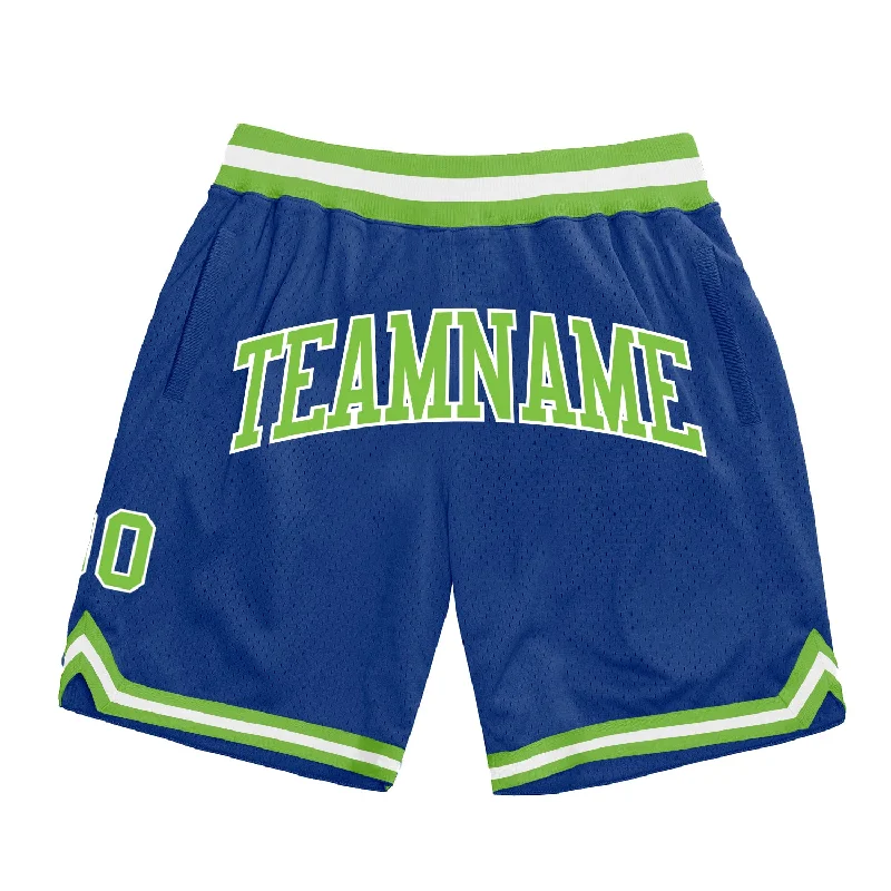 Royal Neon Green-White Authentic Throwback Basketball Shorts