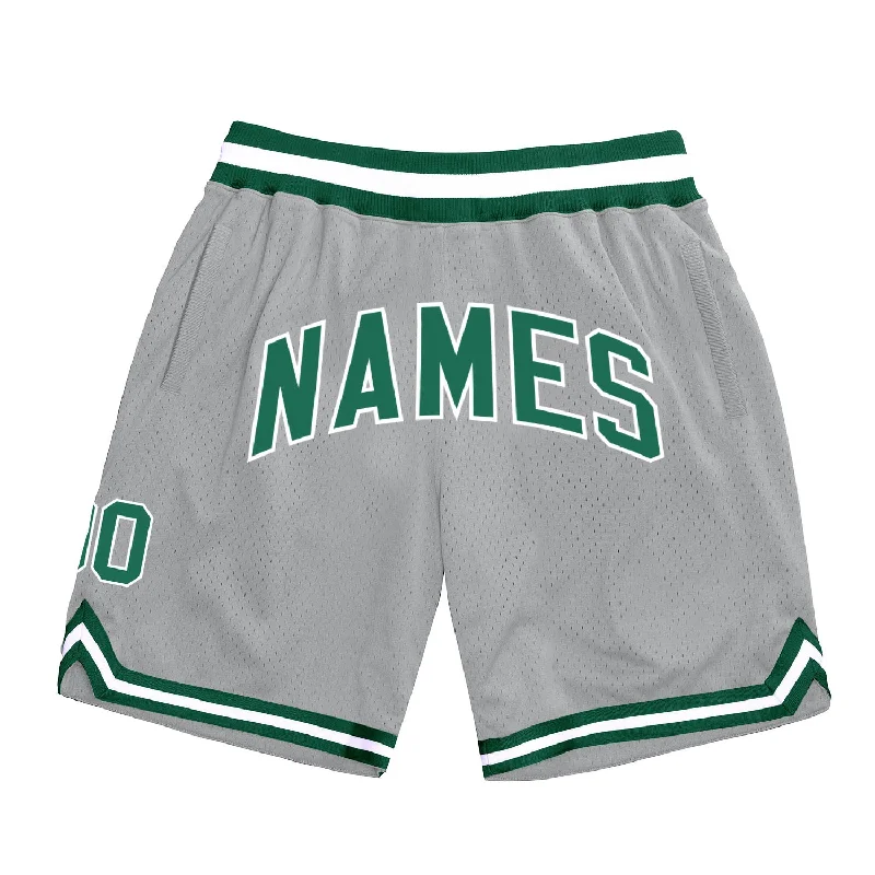 Gray Kelly Green-White Authentic Throwback Basketball Shorts