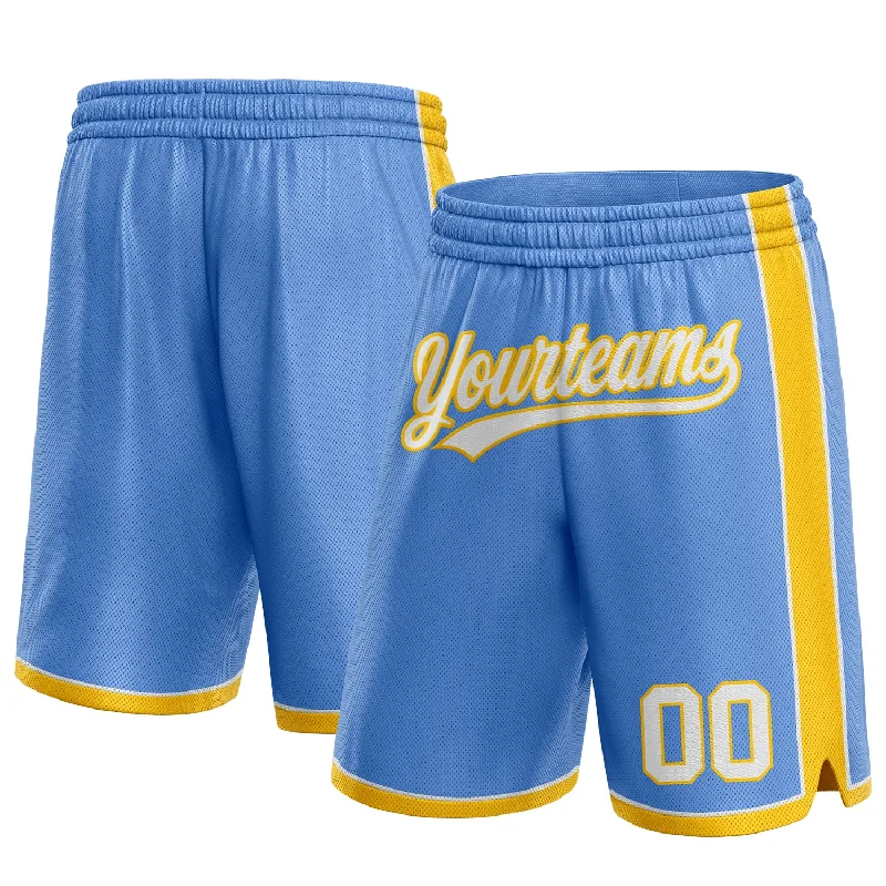 Light Blue White-Yellow Authentic Basketball Shorts