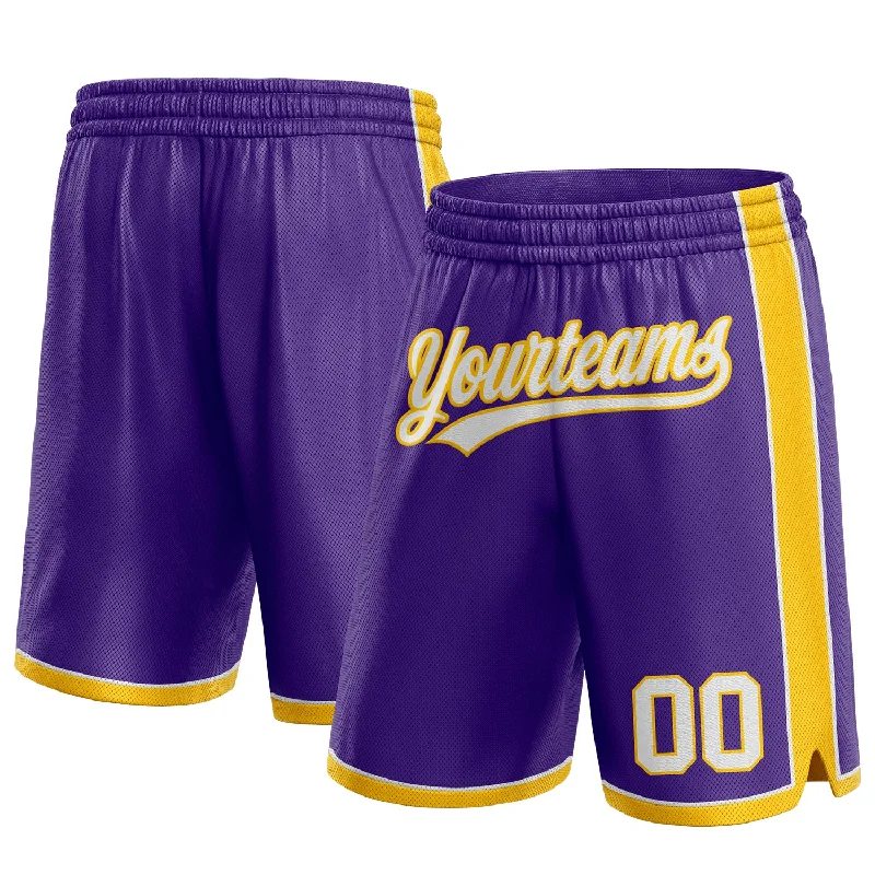 Purple White-Yellow Authentic Basketball Shorts