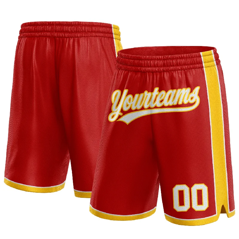 Red White-Yellow Authentic Basketball Shorts