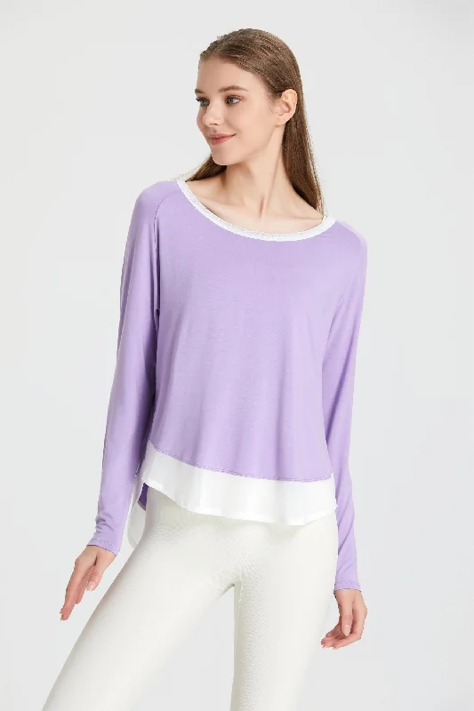 Color-Block Patchwork Long Sleeve T-Shirt