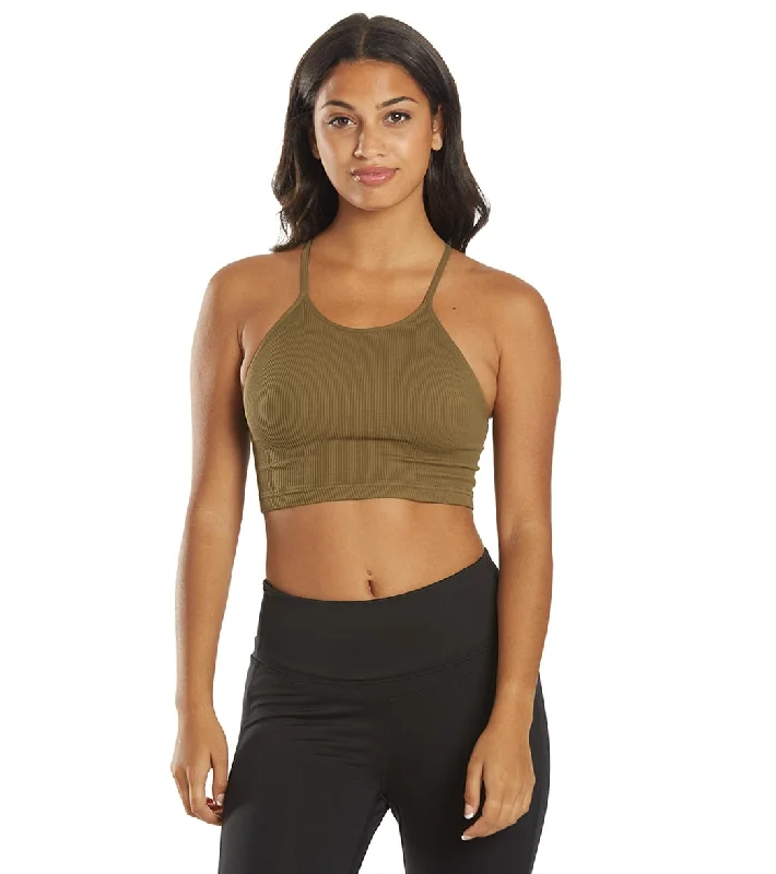 Free People Cropped Run Yoga Tank Army Moss