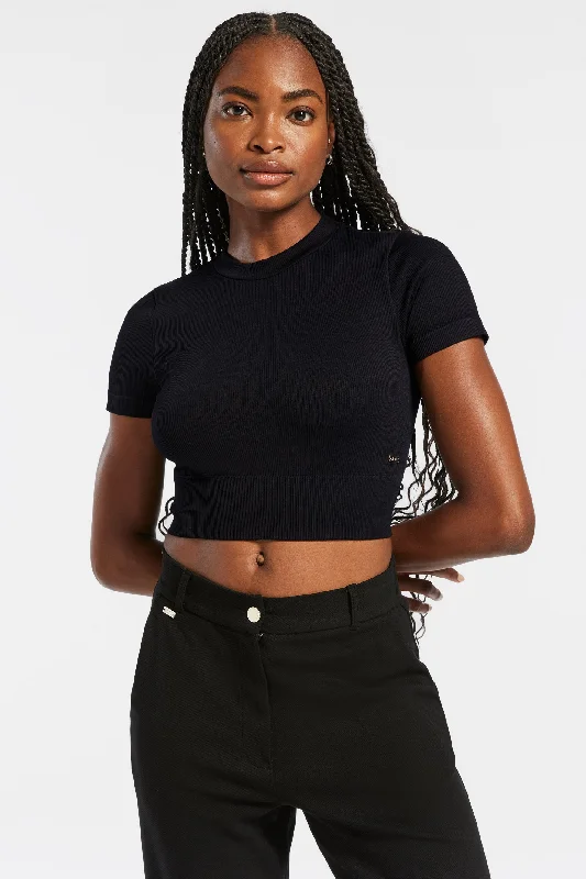 Luna Sculpt Rib Short Sleeve - Black