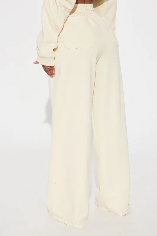 All Out Of Fcks Wide Leg Pants - Cream