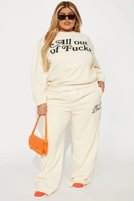 All Out Of Fcks Wide Leg Pants - Cream