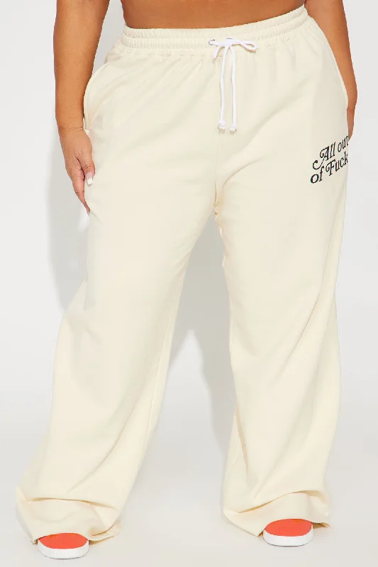 All Out Of Fcks Wide Leg Pants - Cream