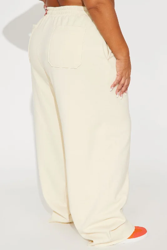 All Out Of Fcks Wide Leg Pants - Cream